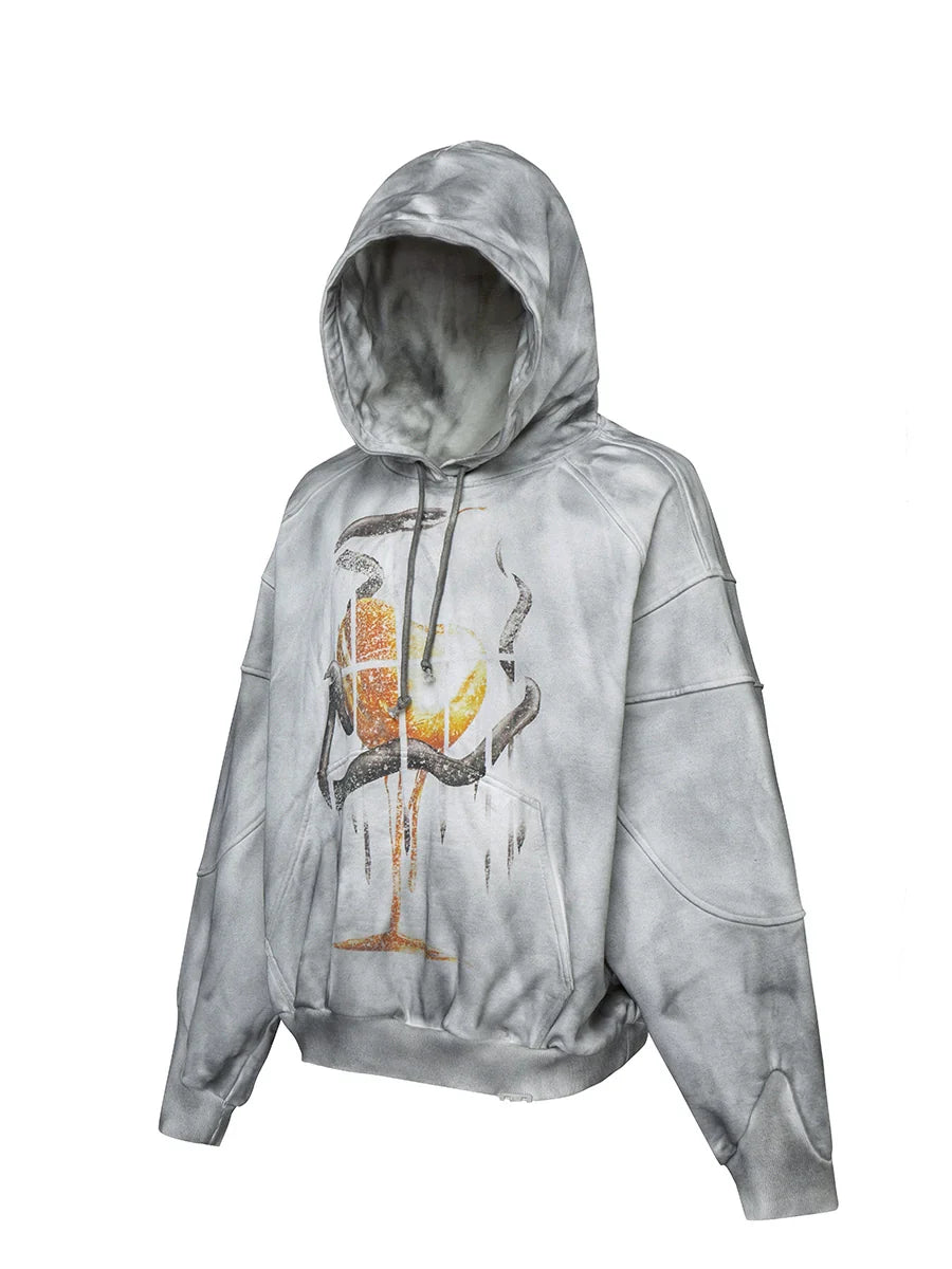 Schwerer Oversize-Hoodie aus Frottee mit Print