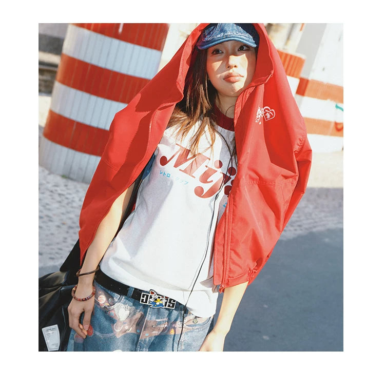 Raglan Sleeve Letter Print Fitted Short Sleeve T-Shirt