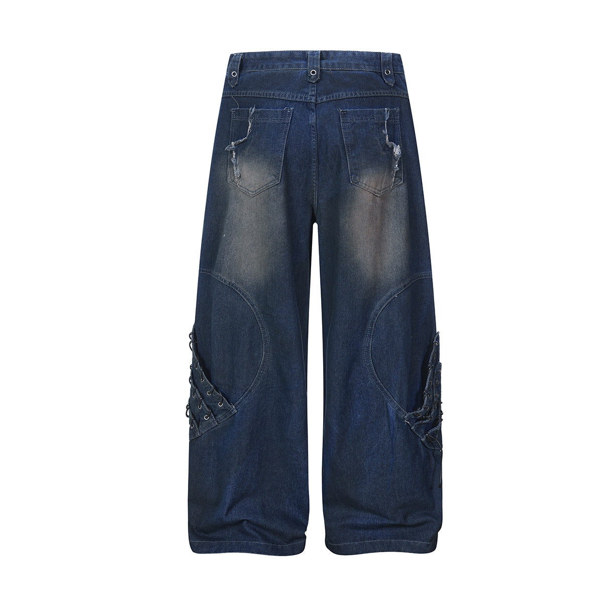 Heavyweight Washed Deconstructed Wide Leg Denim Jeans