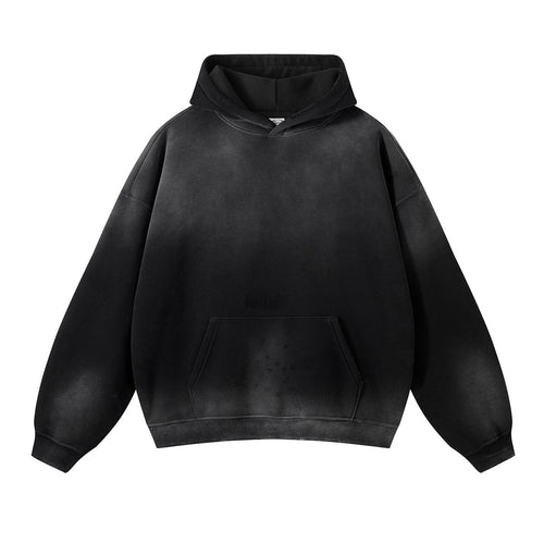 Oversize-Hoodie mit verwaschenem Schaden - Schwarz / 2XL
