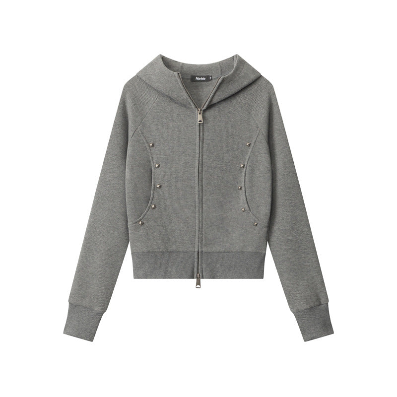 Veste à capuche avec double fermeture éclair et étoile