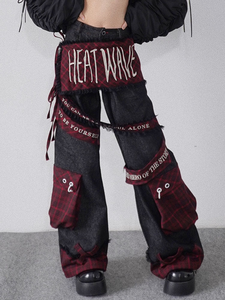 Embroidery Patchwork Multi-Pocket Cargo Pants