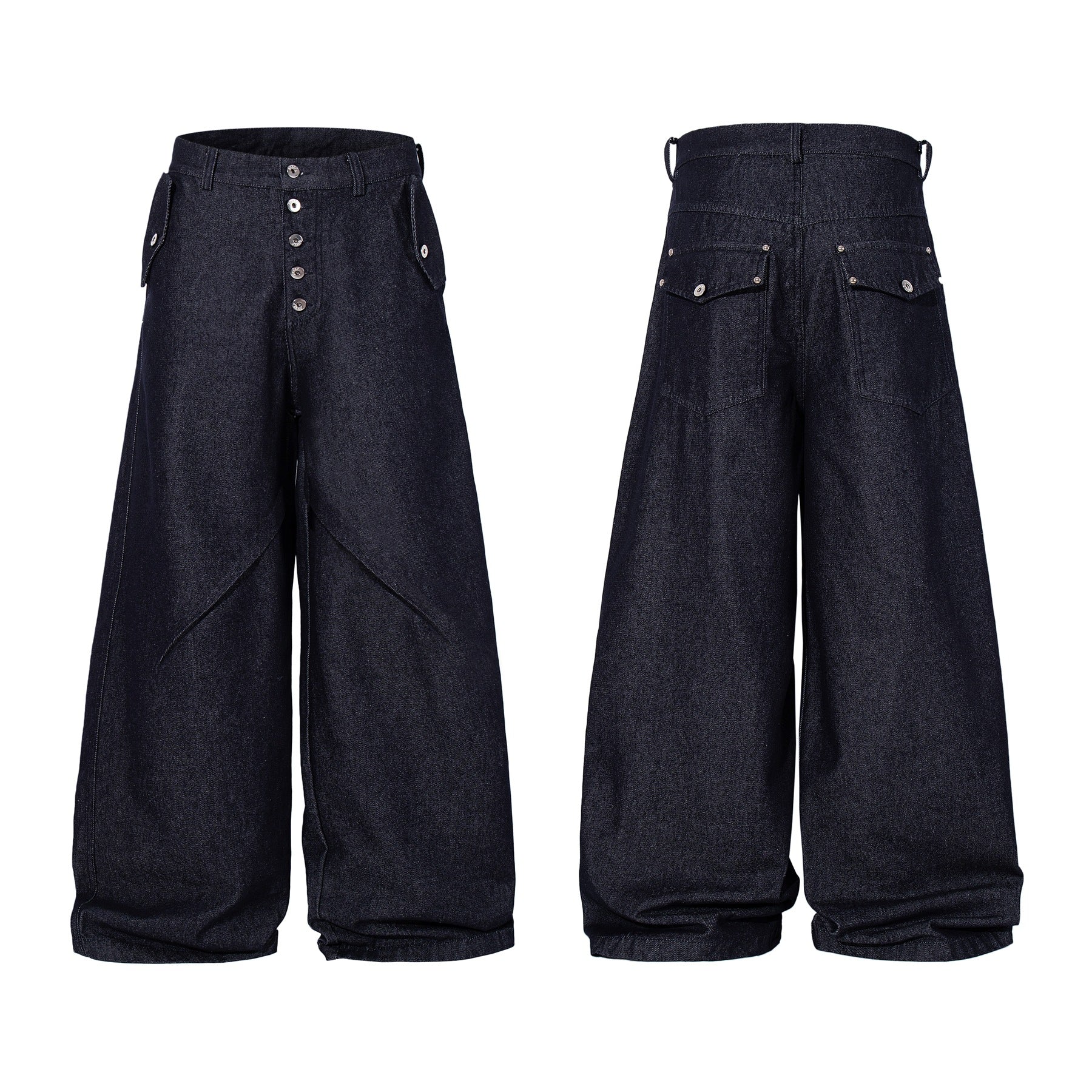 Raw Denim Deconstruction Wide Leg Denim Jeans