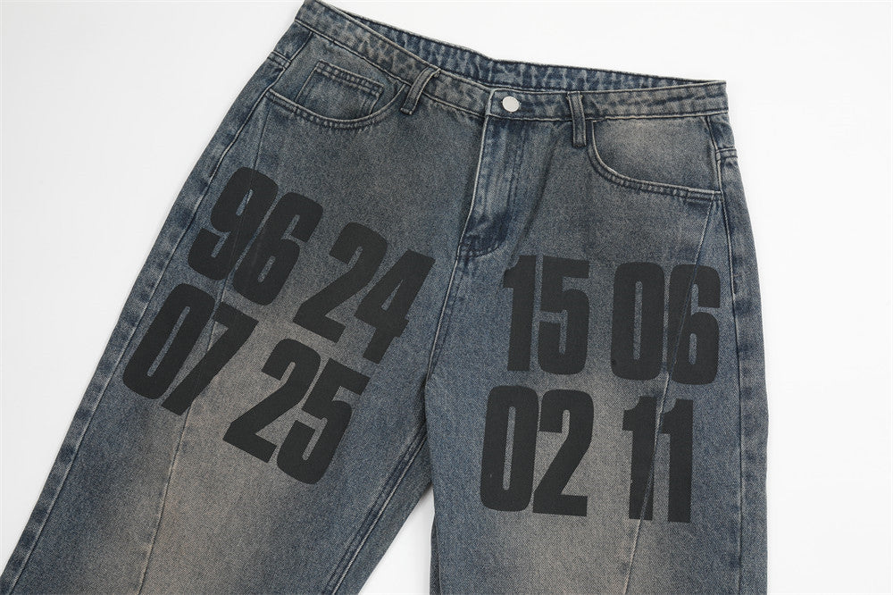 Wasteland Numbers Printed Work Jeans