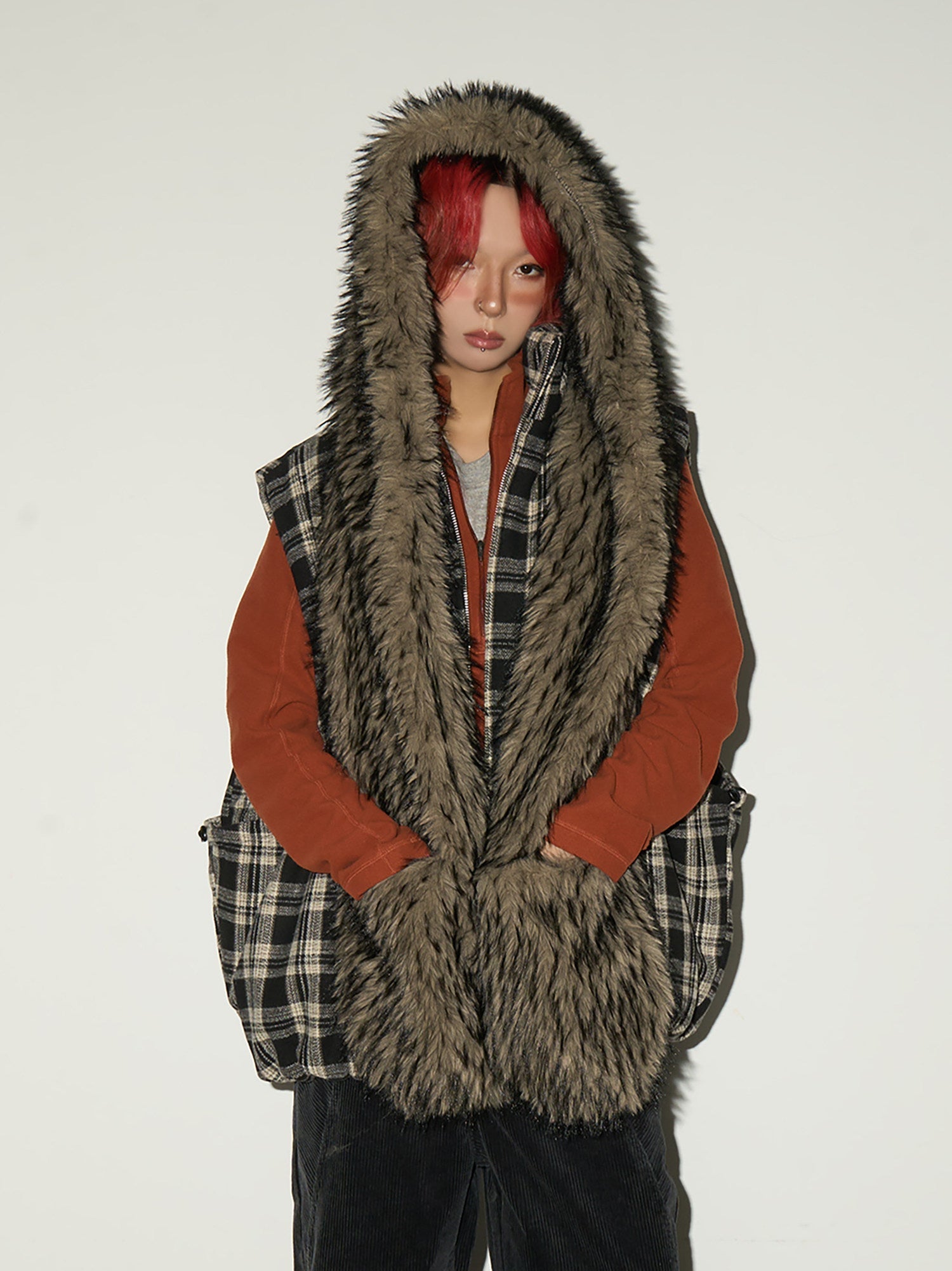 Fake Fur Pocket Design Scarf