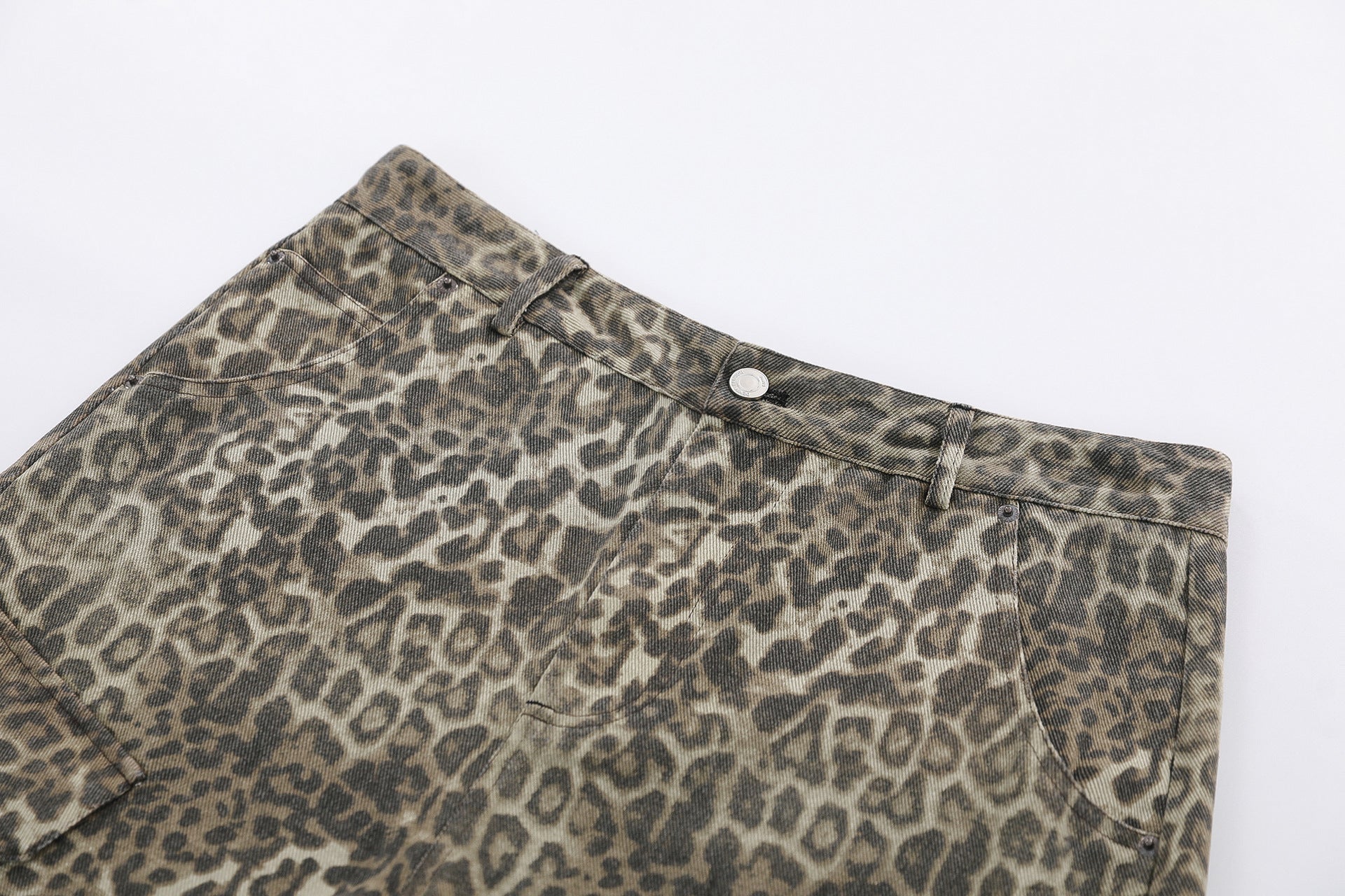 Leopard Print Multi-Pocket Wide Leg Jort