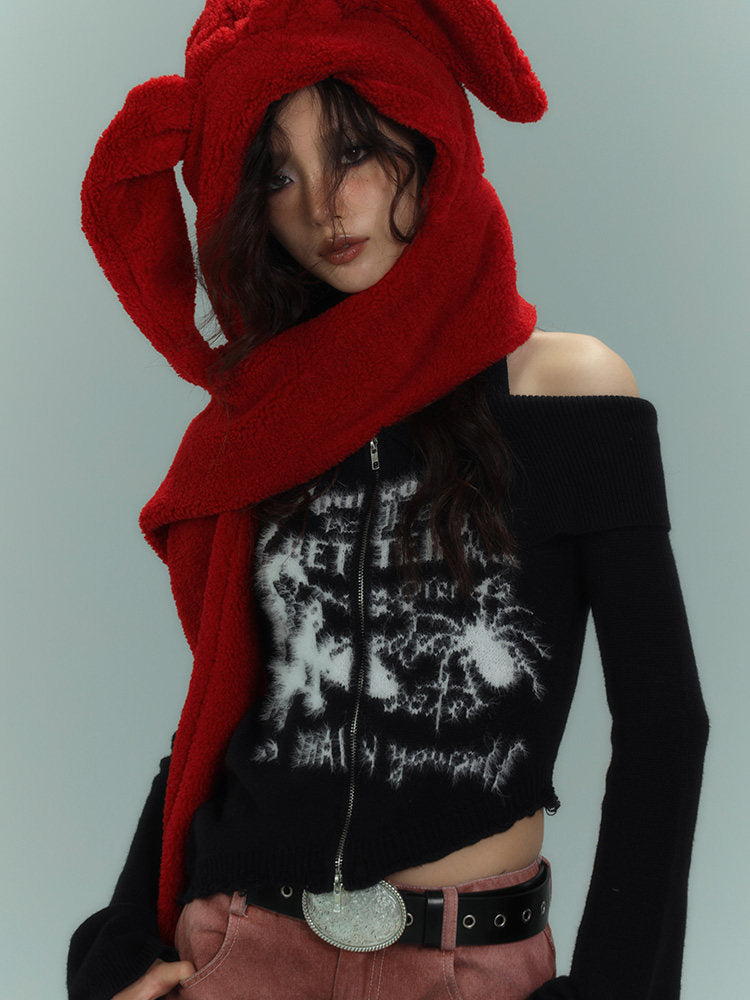 Off-Shoulder Halter Slim Knit Sweater