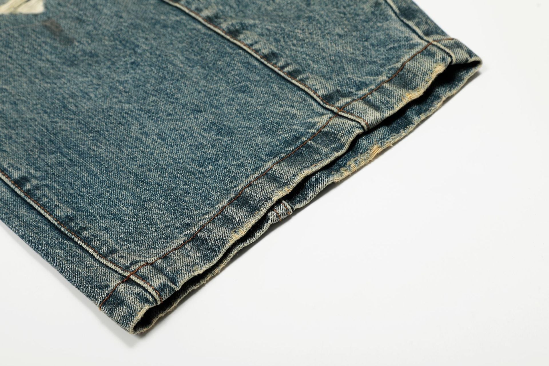 Washed Deconstruction Barrel Denim Jeans