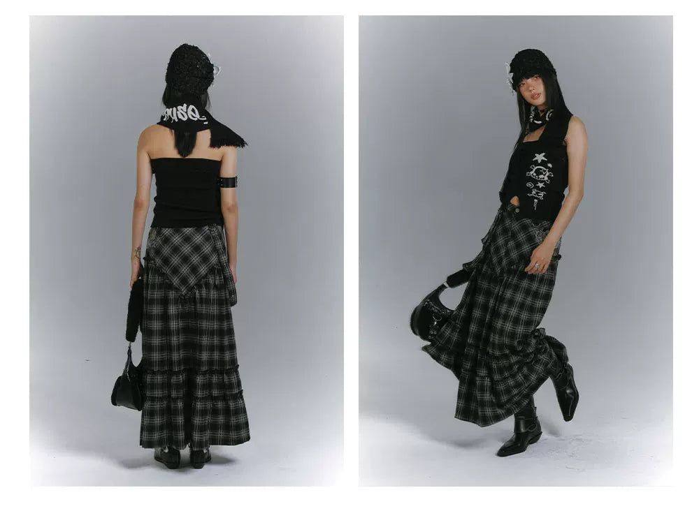 Graphic Print Off-Shoulder Top & Letter Print Scarf