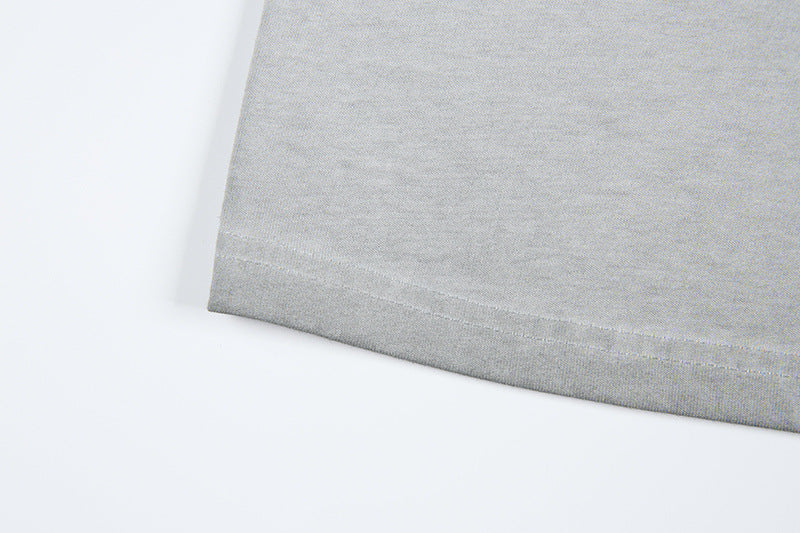 Washed Portrait Letter Print Short Sleeve T-Shirt