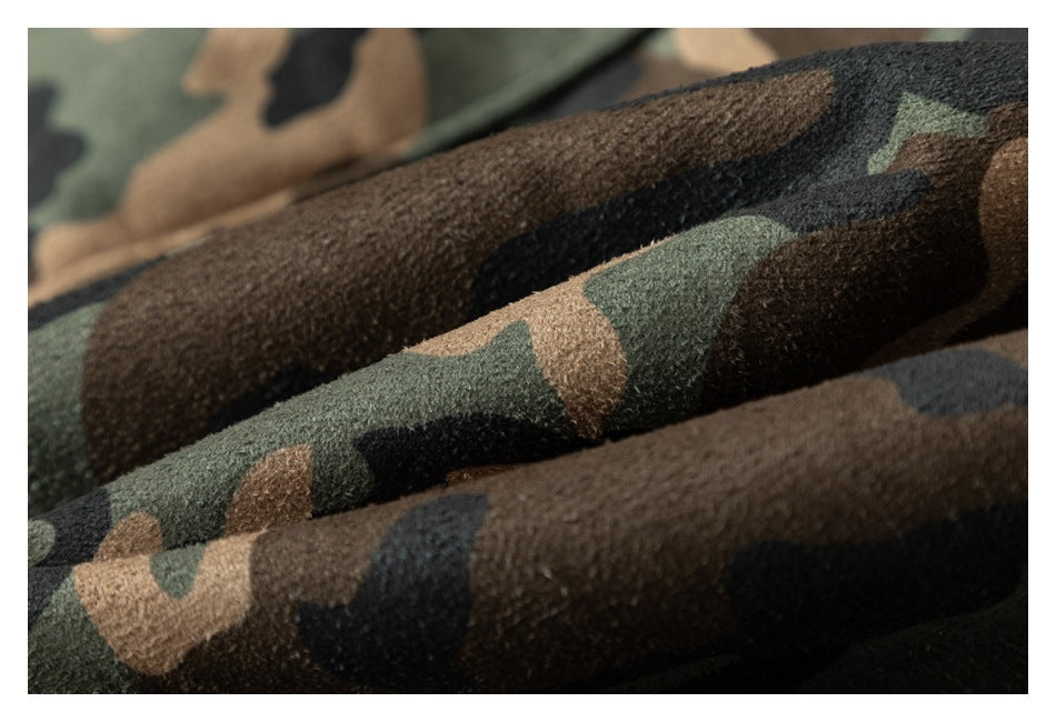 Veste cargo camouflage à col en fourrure