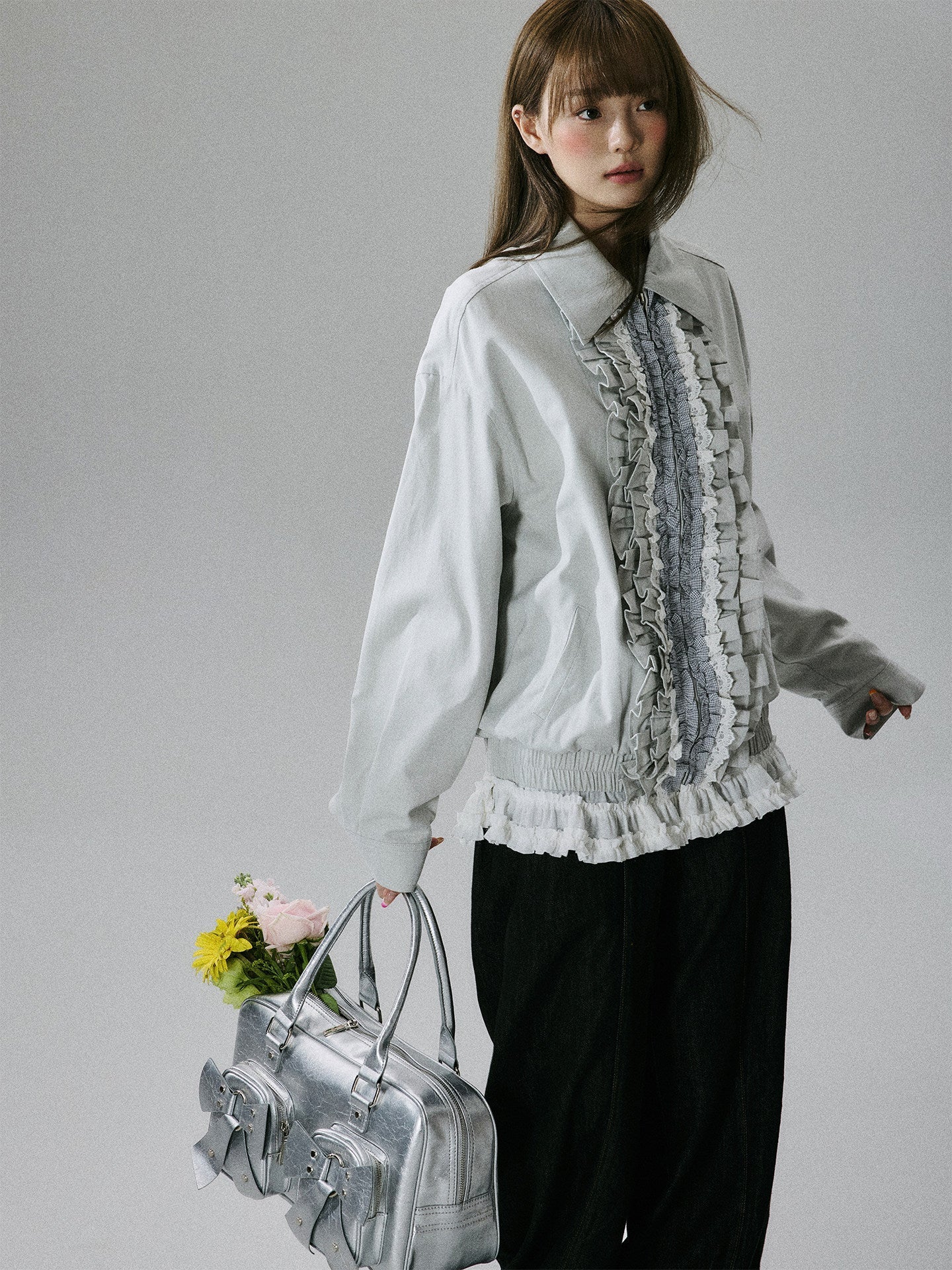 Ruffled Lace Detail Jacket