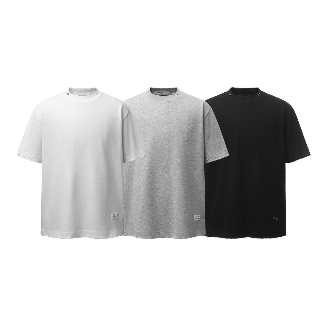Oversize Damage Plain Short Sleeve T-Shirt