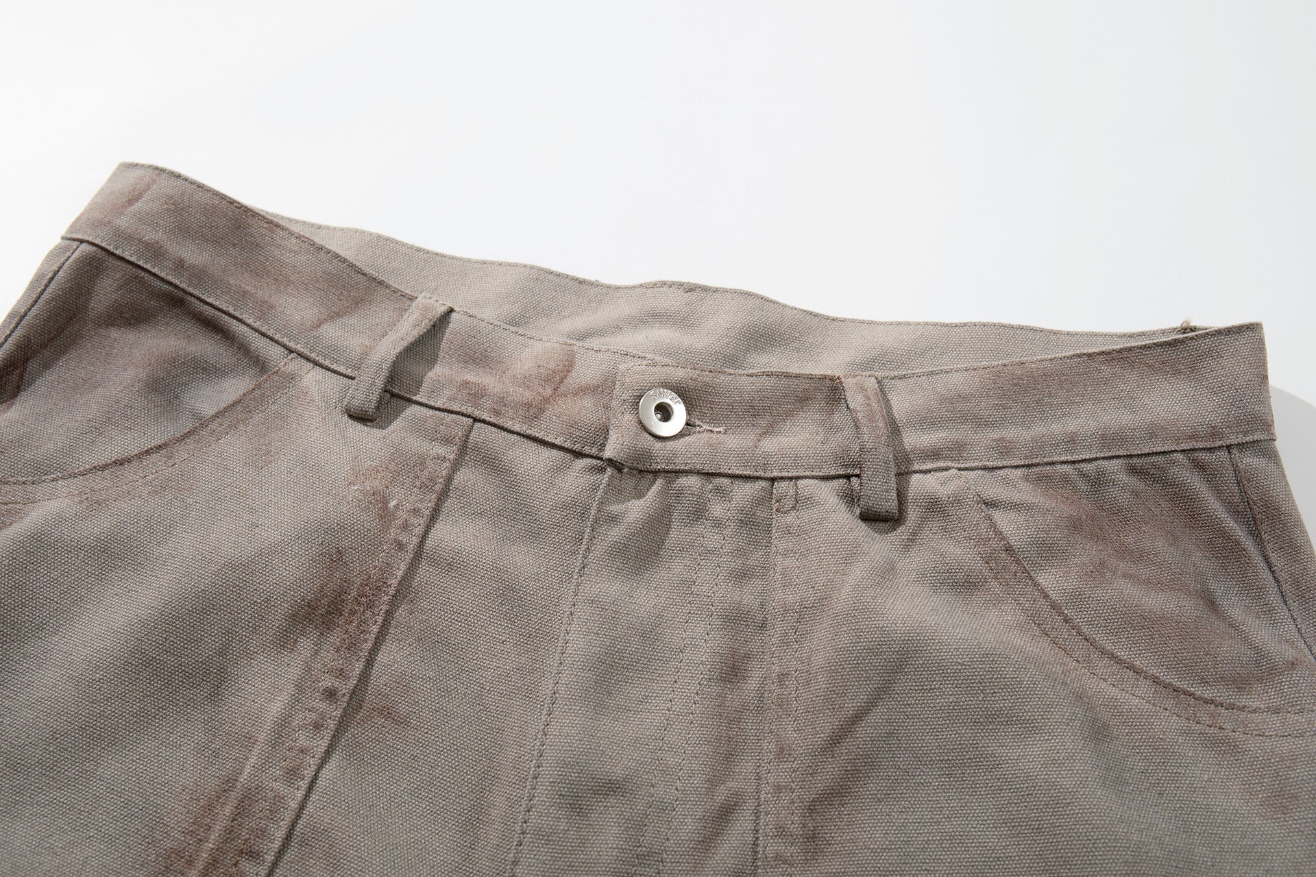 Washed Paint Studs Detail Wide Leg Pants