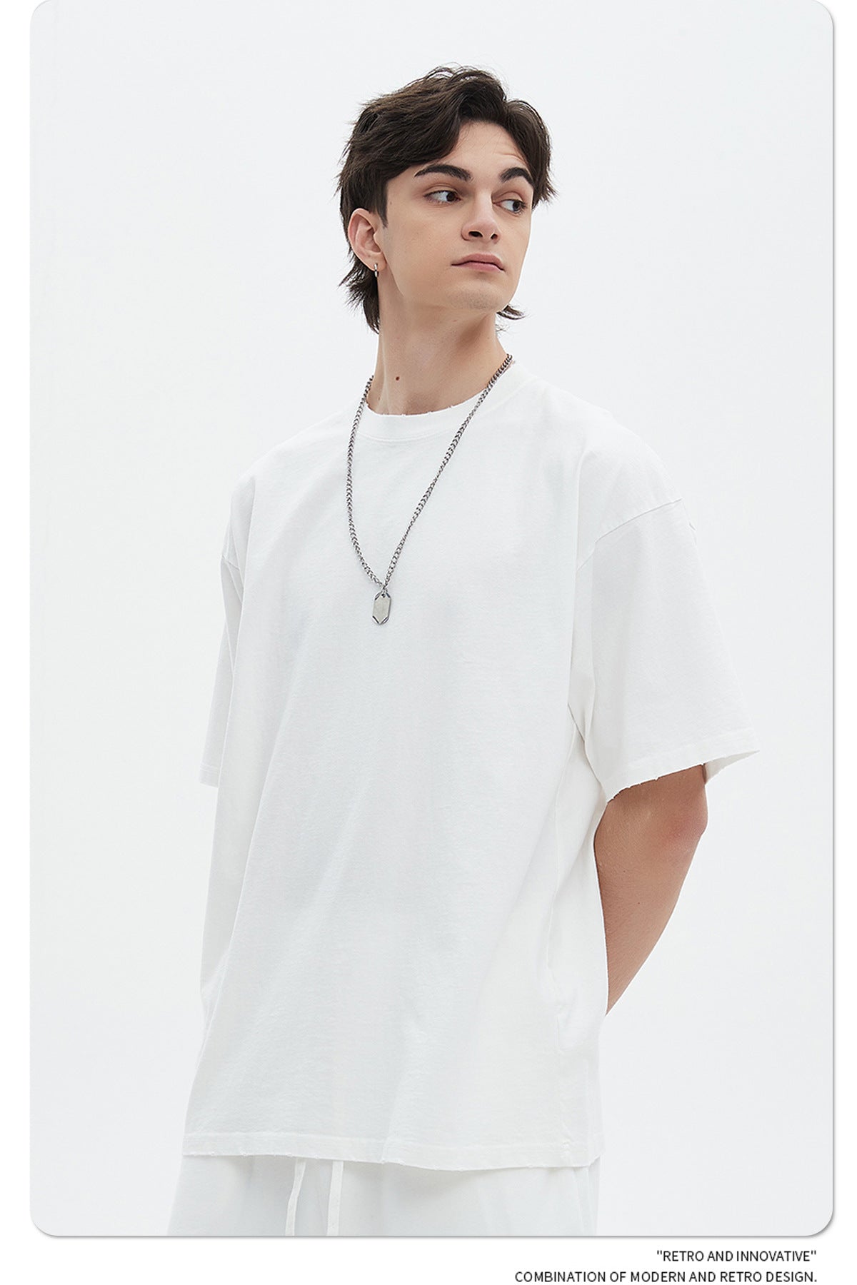 Washed Dyed Oversize Damage Short-sleeve T-shirt & Short Sweatpants Setup