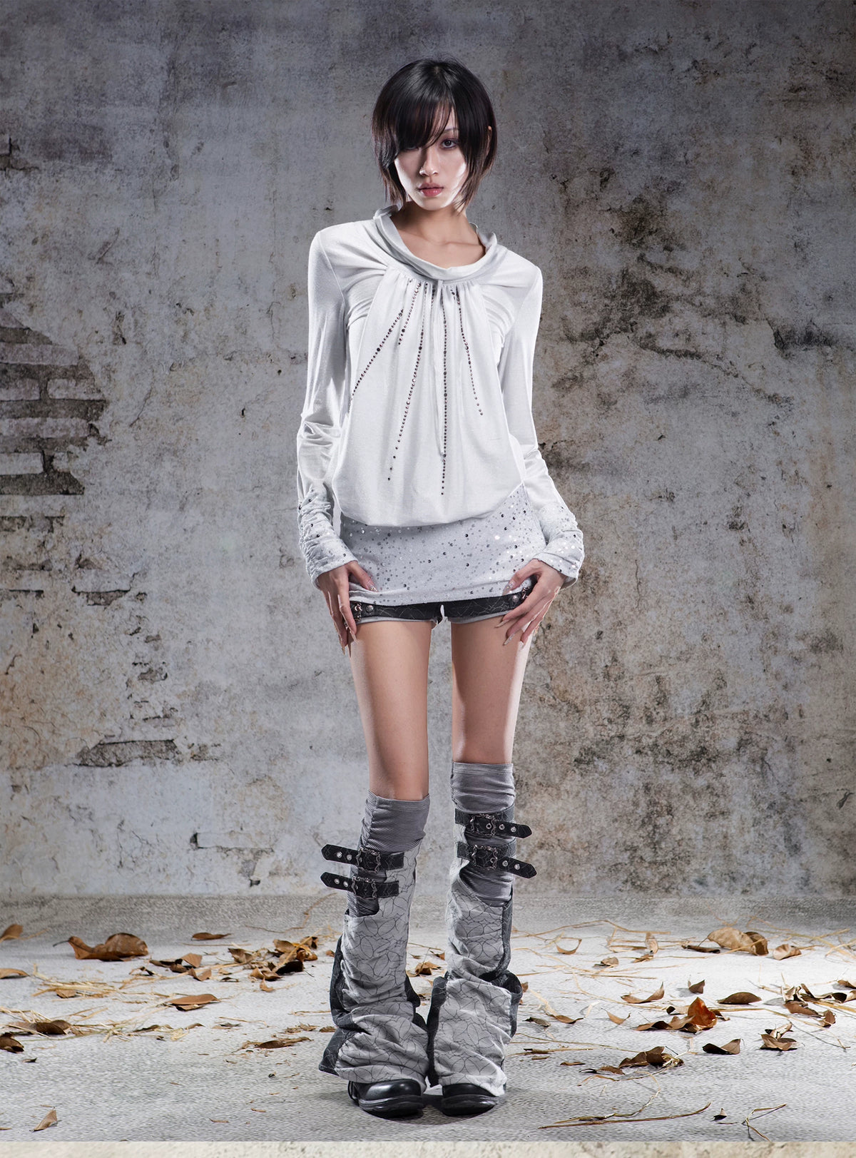 Original 2-Way Pullable Neck Gothic Style Blouse
