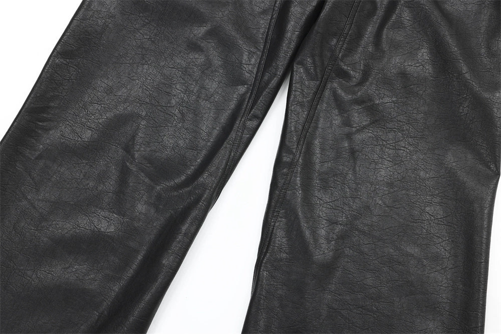 Black Leather Cargo Pants