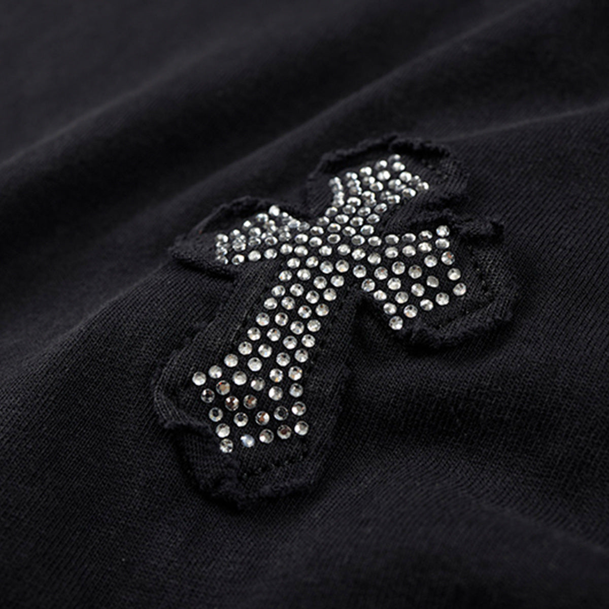 Cross Rhinestone Washed Damage Sleeveless T-Shirt