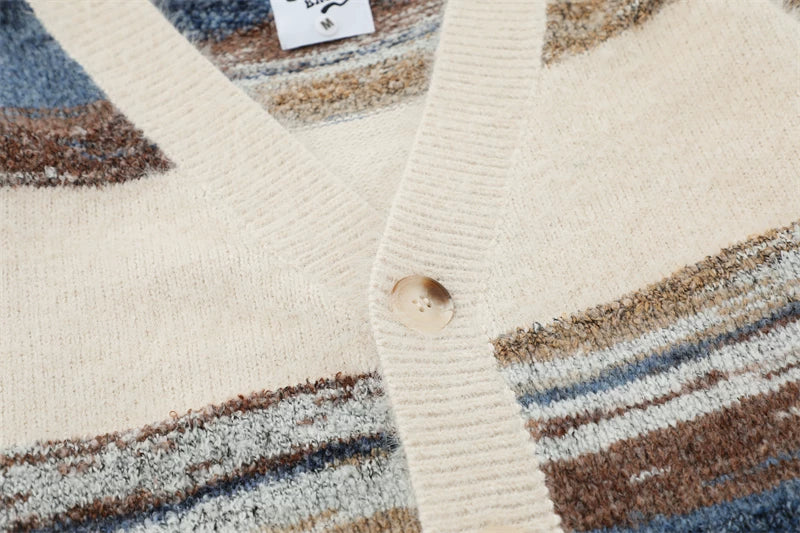 Oversized Striped Knit Cardigan