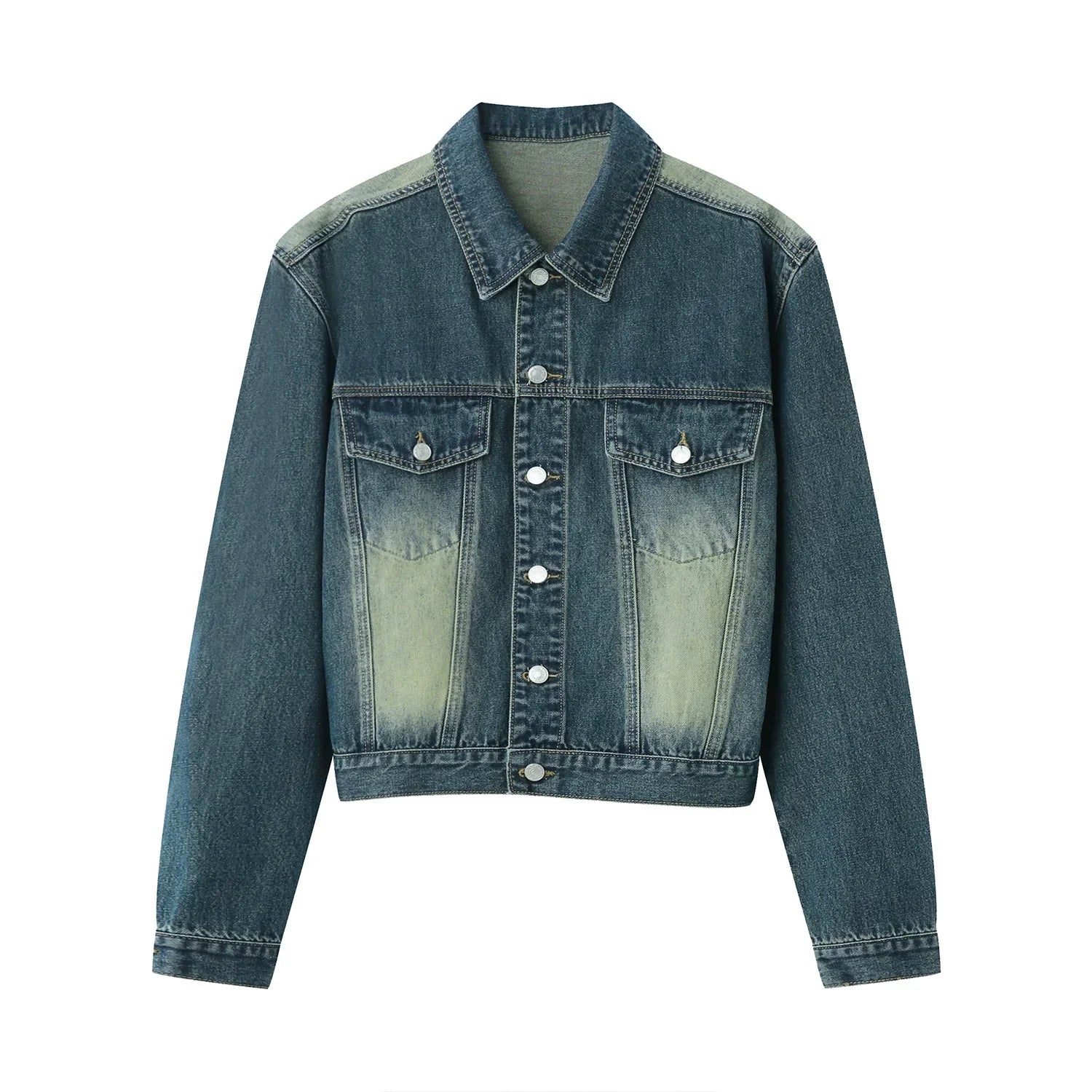 Wash Denim Jacket & Wide-Leg Straight Denim Jeans Setup