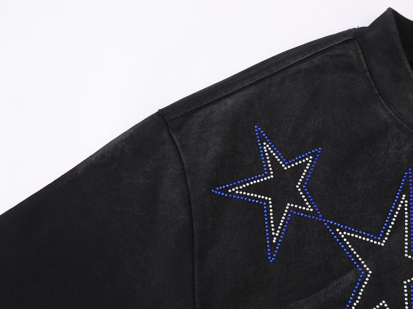 Star Rhinestone Dirty Dye Washed Short Sleeve T-Shirt