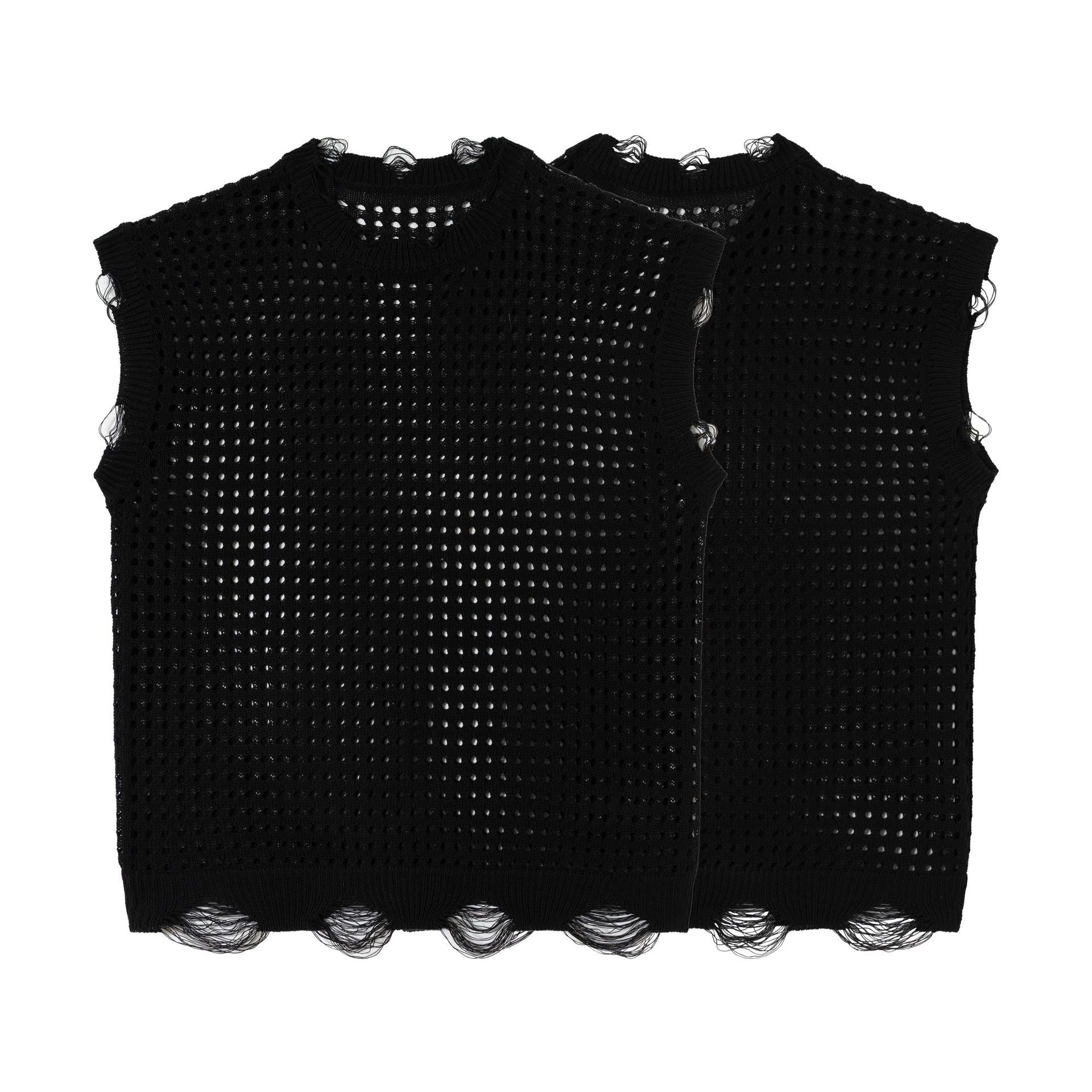 Mesh Damage Design Knit Vest