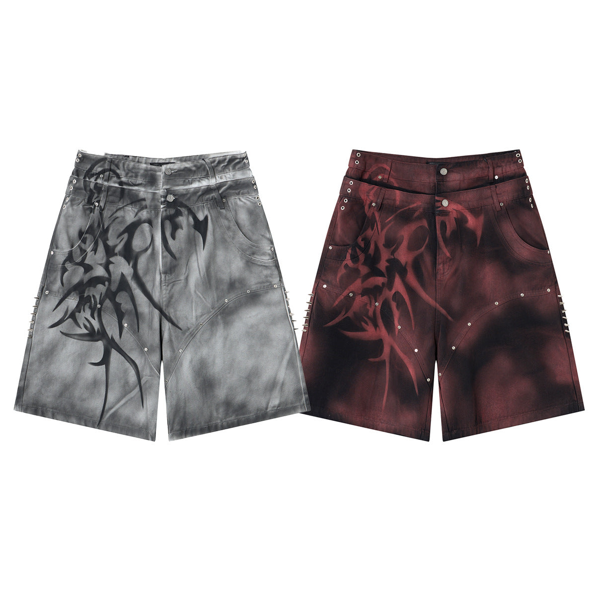 Washed Graffiti Dirty-Dye Denim Jort