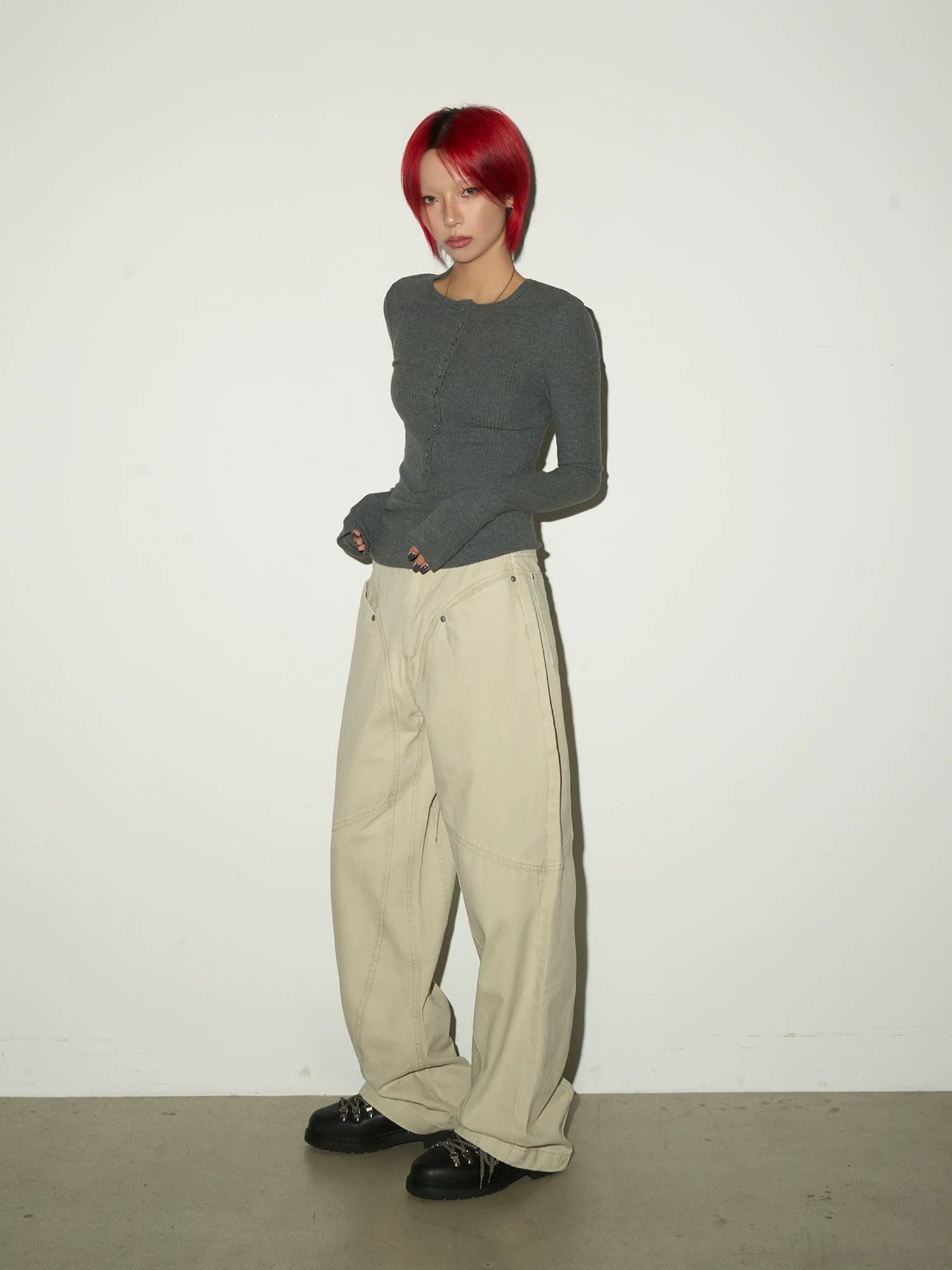 Fitted Knit Long Sleeve T-Shirt