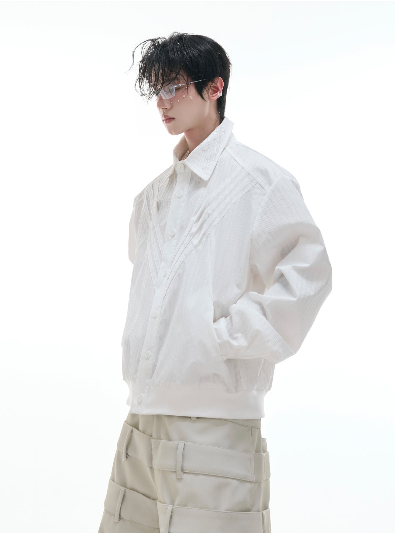 Anti-Wrinkle Embroidery Short Sleeve Shirt Jacket & Long Sleeve Shirt Jacket