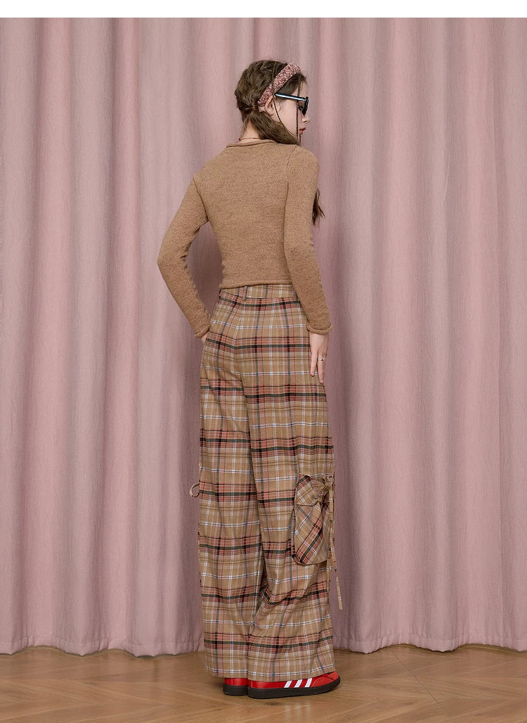 Plaid Wide-Leg Pants