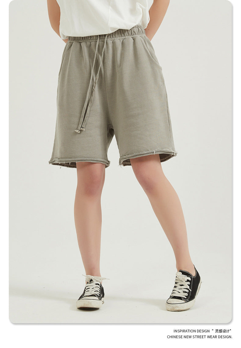 Washed Vintage Raw Edge Short Sweatpants