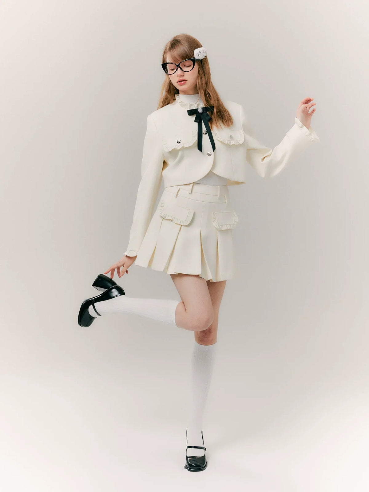 Pleated Skirt & Slim Tailored Jacket Setup