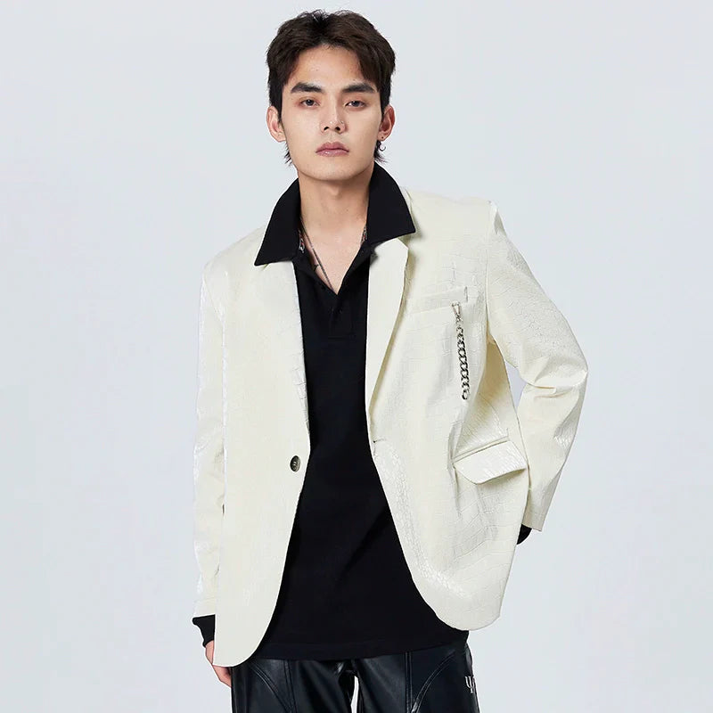 Oversize Crocodile PU Leather Jacket