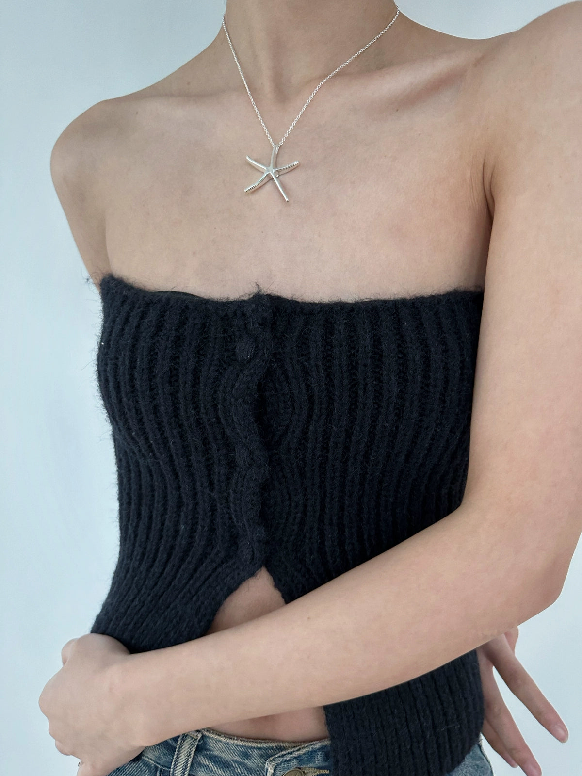 Sliver Korean Starfish Pendant Necklace