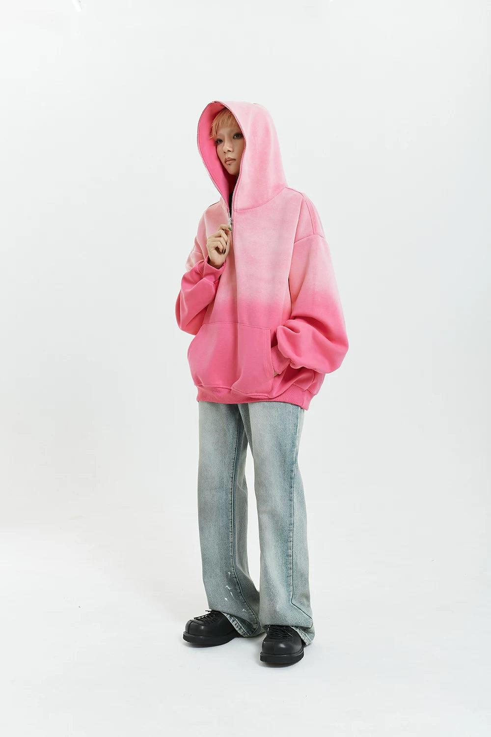 Gradient Half Zip Oversize Hoodie