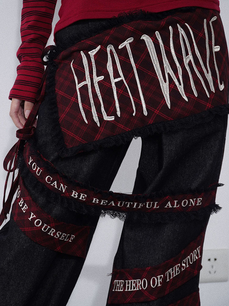 Embroidery Patchwork Multi-Pocket Cargo Pants