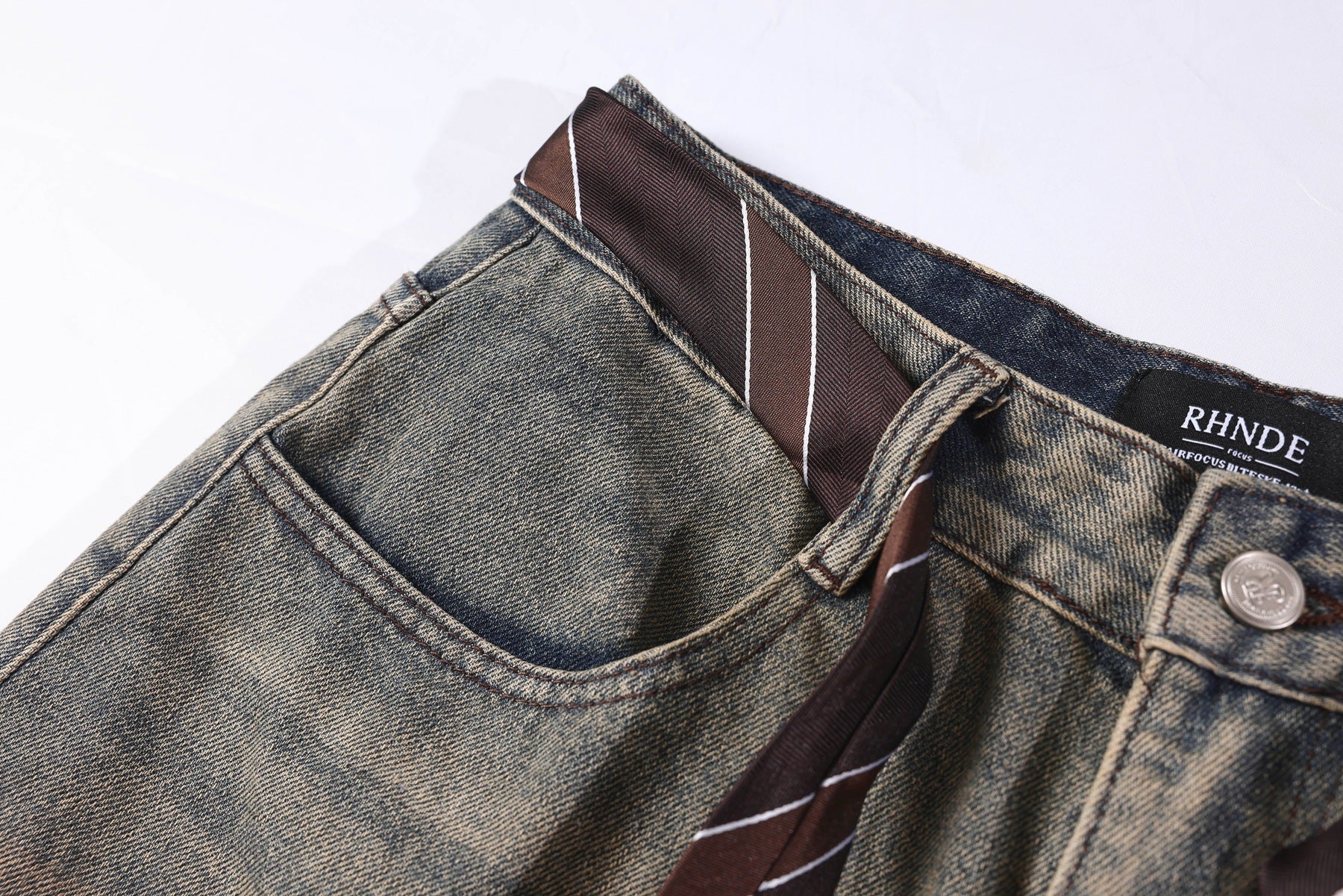 Washed Rose Embroidery Wide Leg Curved Denim Jeans