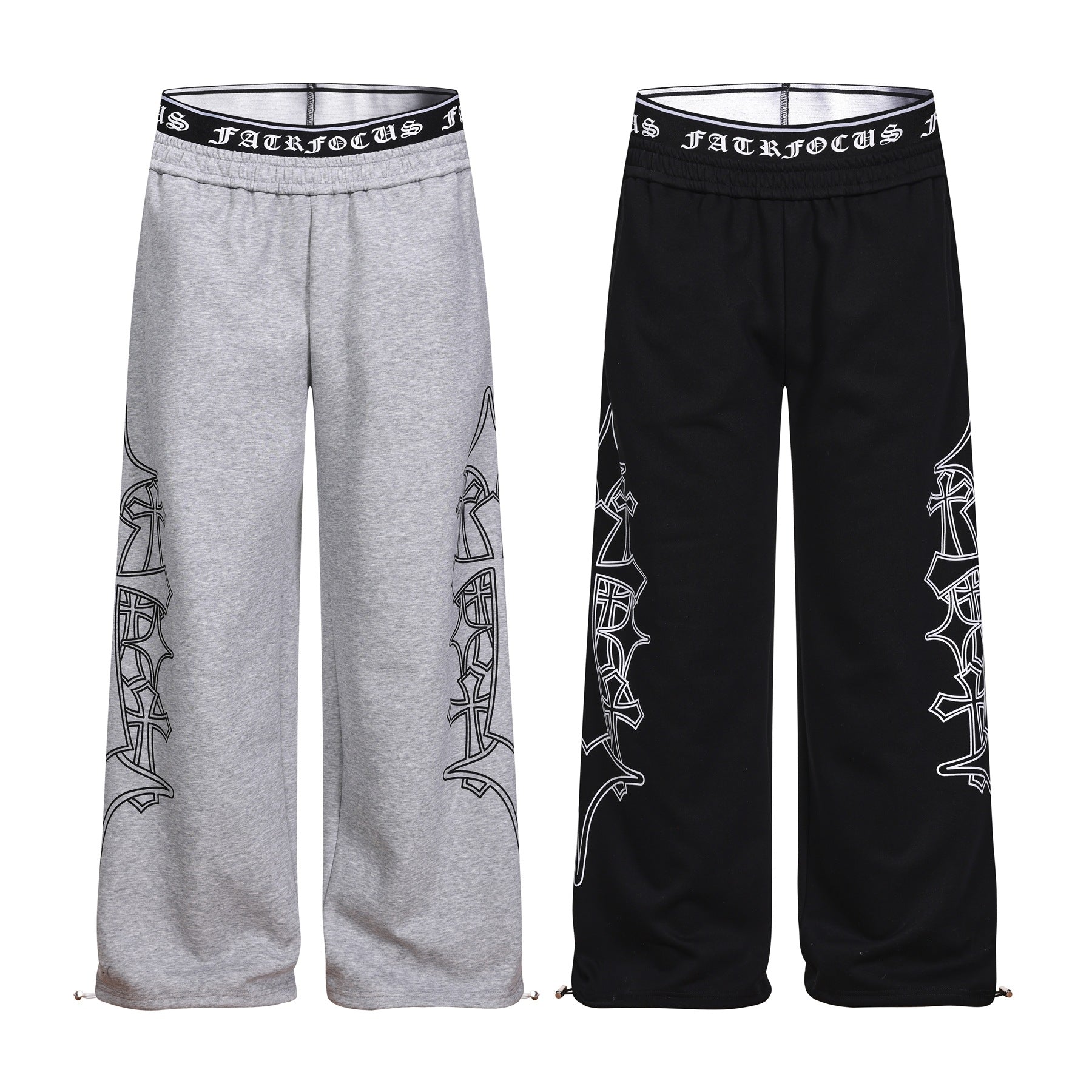 Letter Print Deconstruction Wide Leg Sweatpants