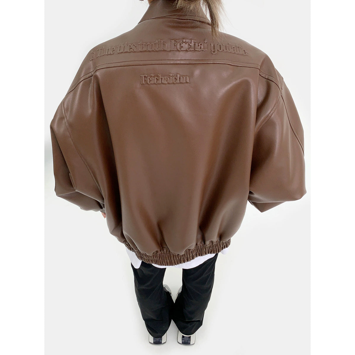 Oversize Zipper PU Leather Jacket