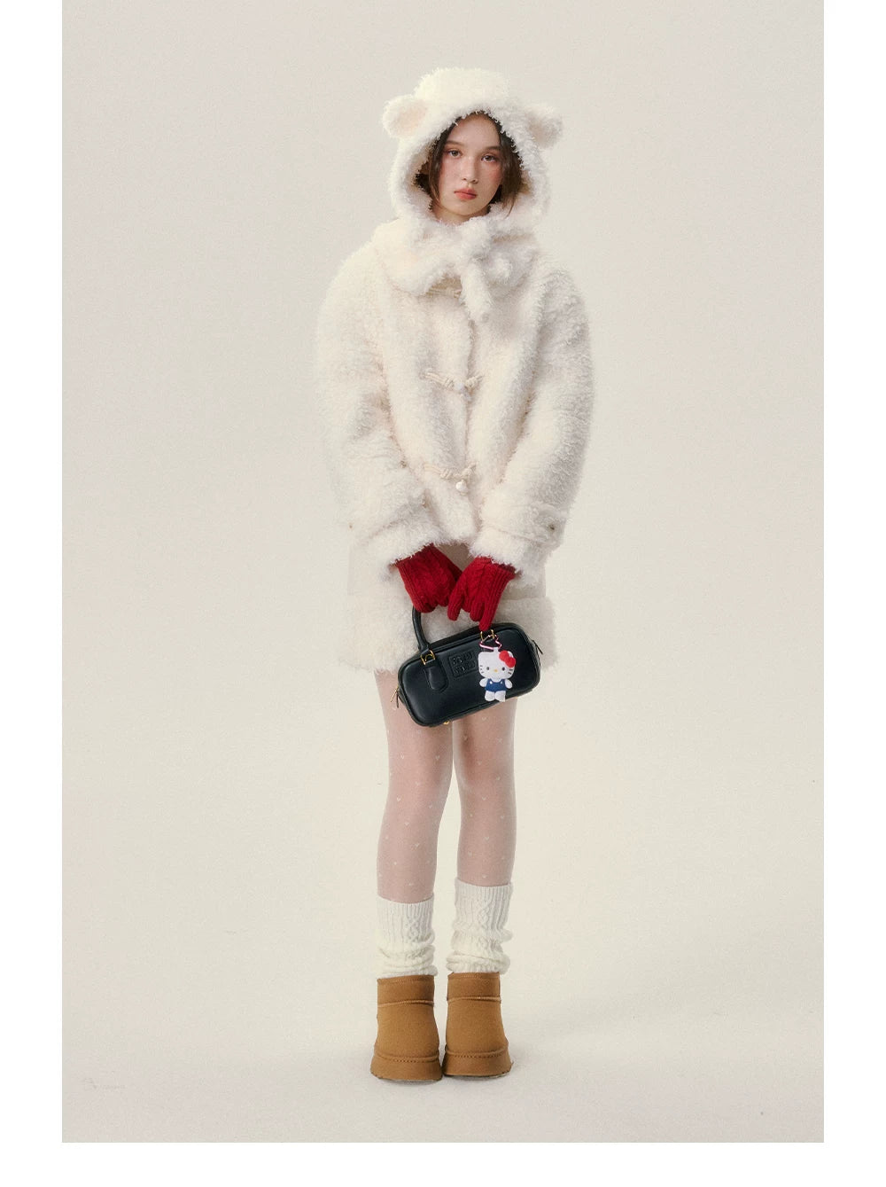 Fake Fur Hoodie & Short Skirt Setup