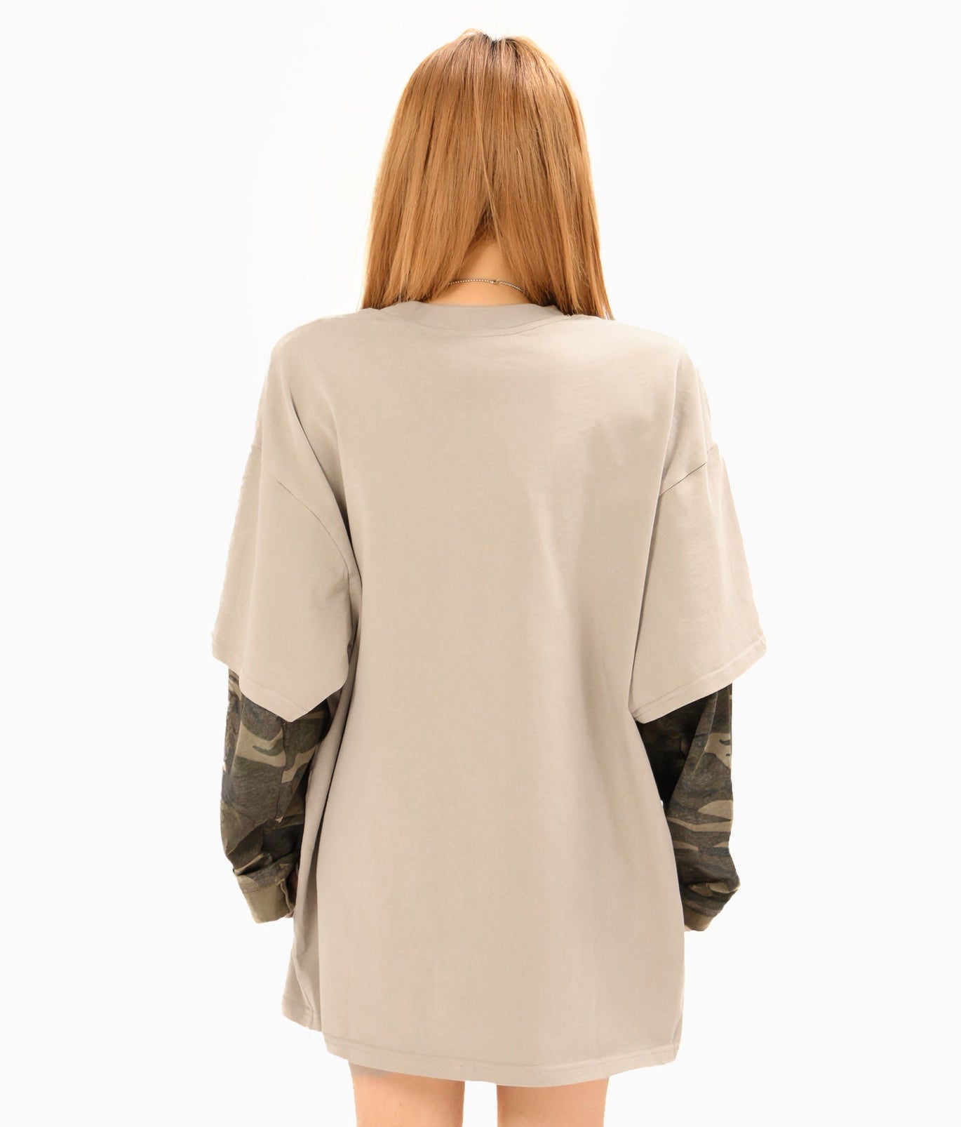 Fake Layered Camo Damage Print Long Sleeve T-Shirt