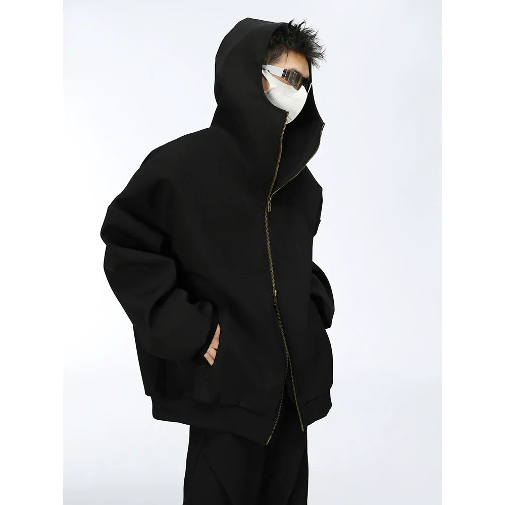 Oversize Hooded Jacket & Wide-leg Pleats Trousers Setup