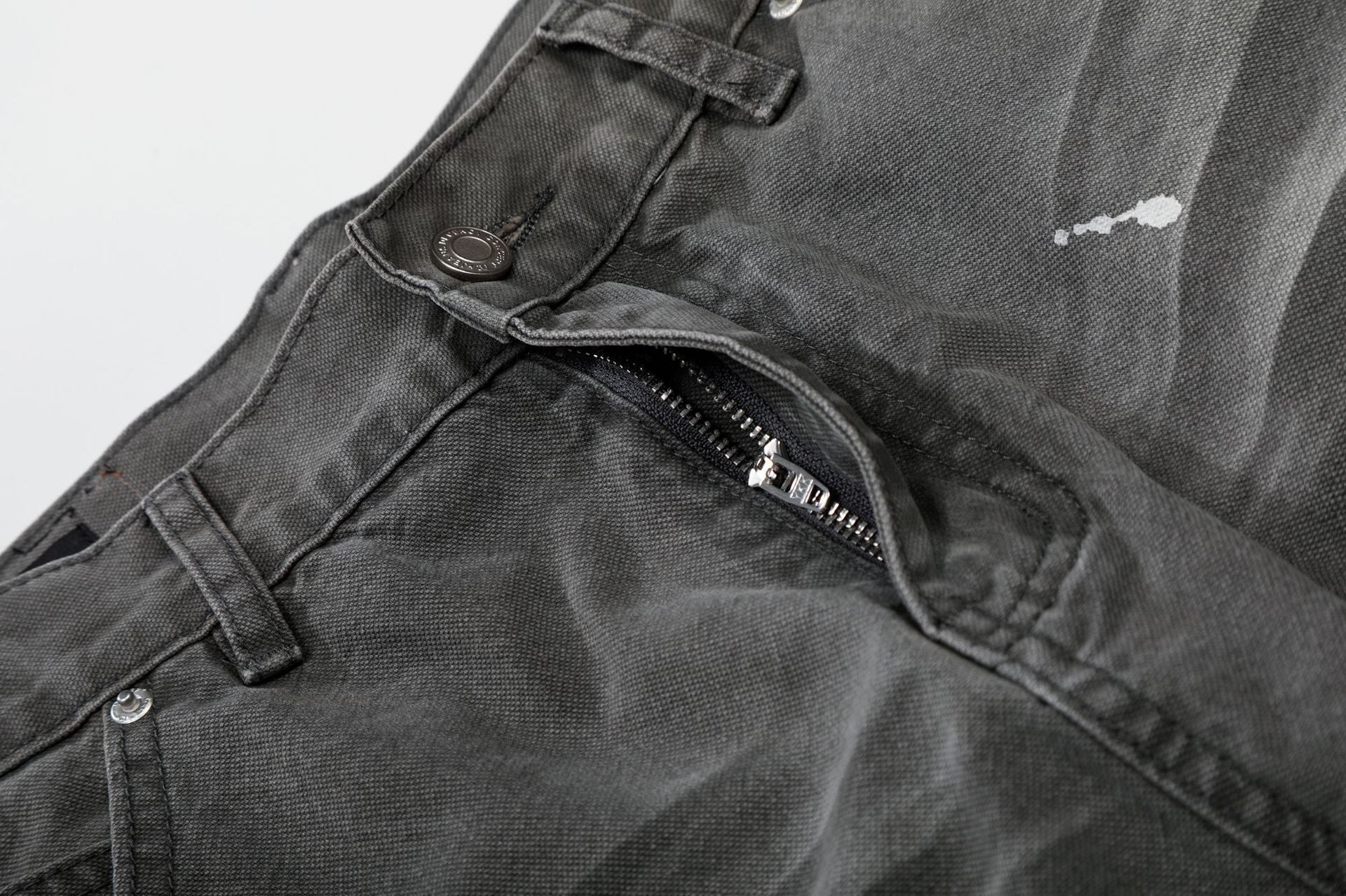 Whisker Ink Splash Curved Wide Leg Denim Jeans