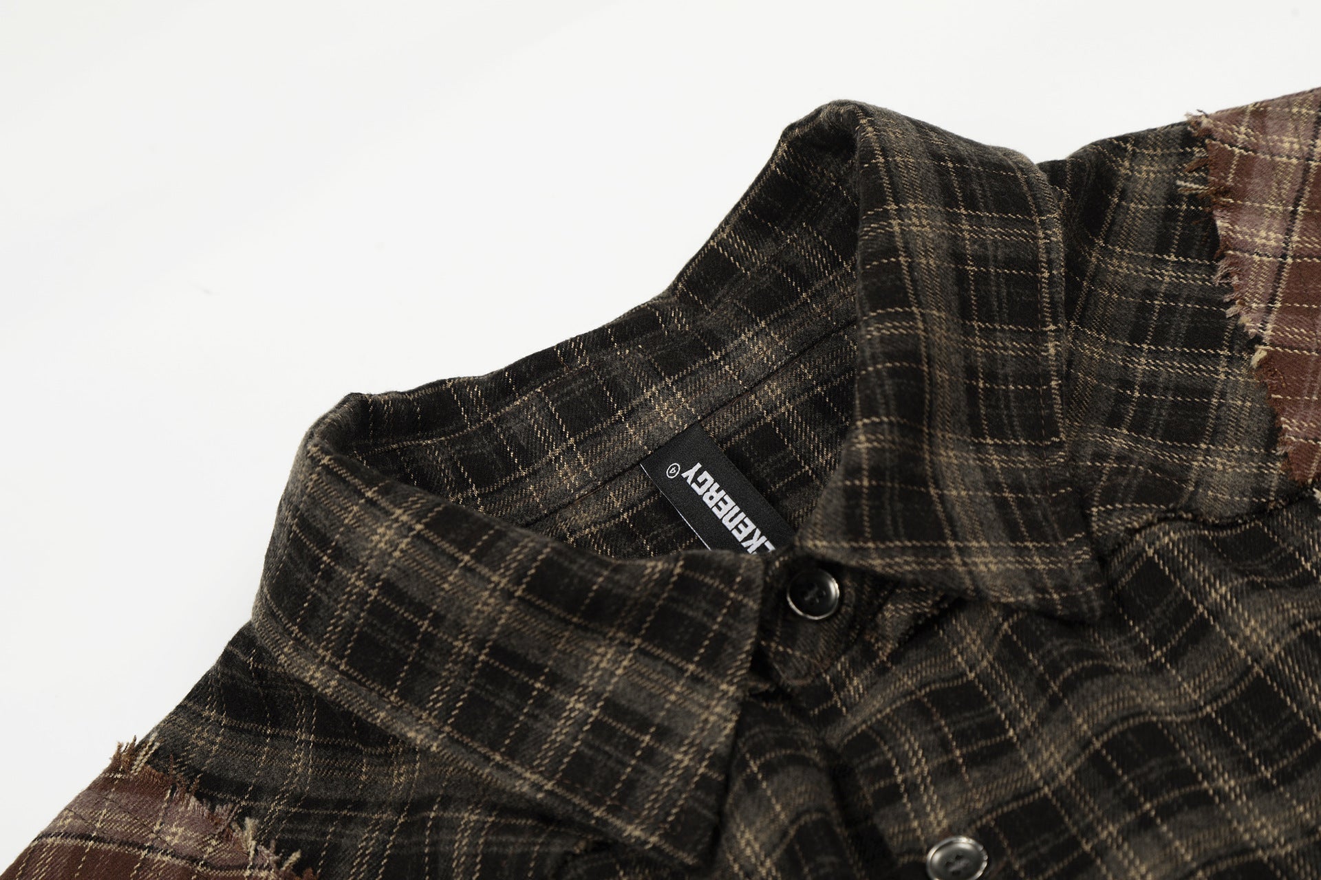 Plaid Washed Damage Long Sleeve Shirt