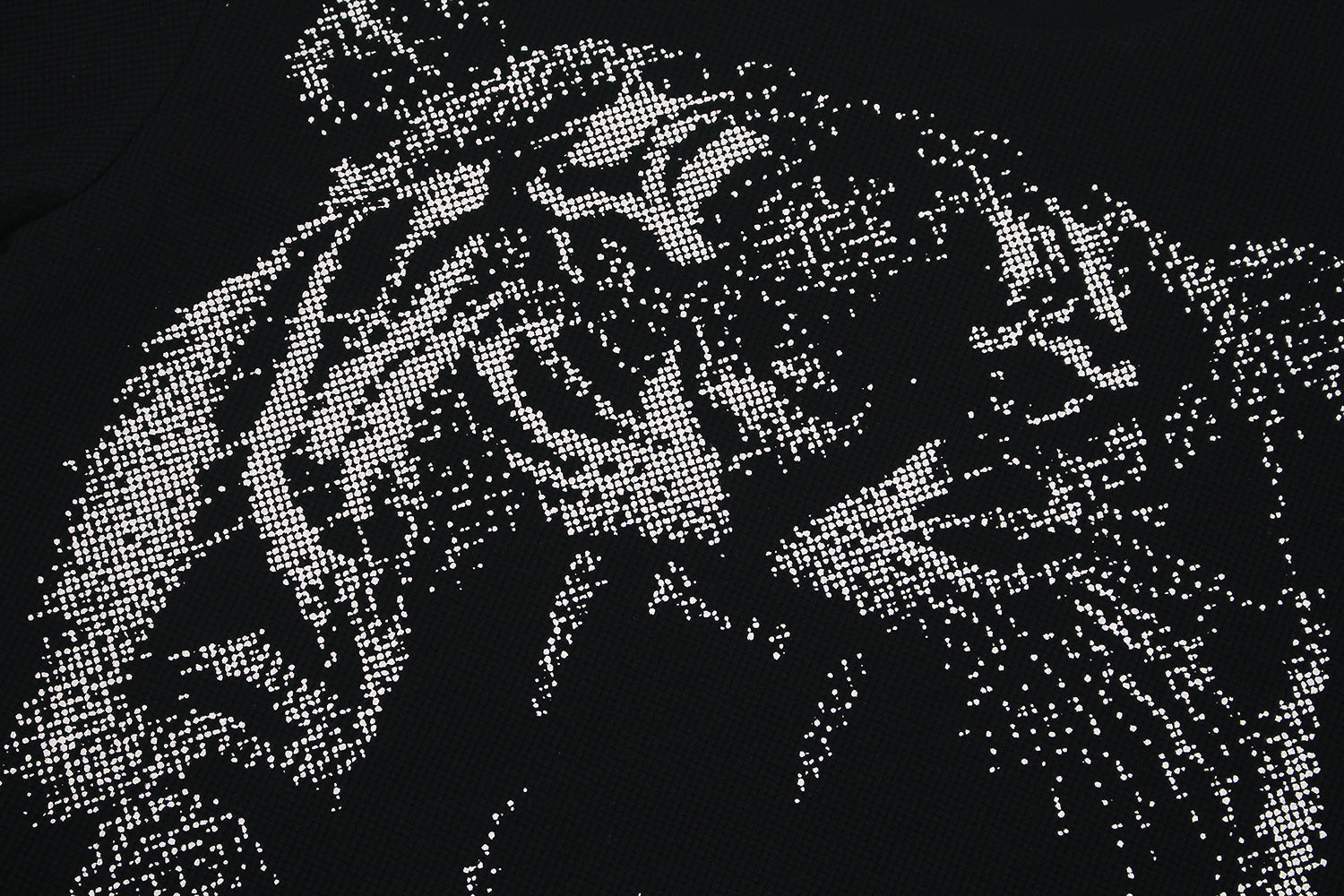 Graffiti Tiger Print Waffle Oversize Short Sleeve T-Shirt