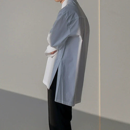 Camisa Oversized de Manga Longa com Fenda Lateral - Branco / M