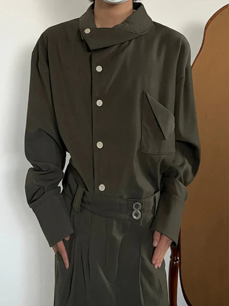 Unique Collar Long Sleeve Shirt