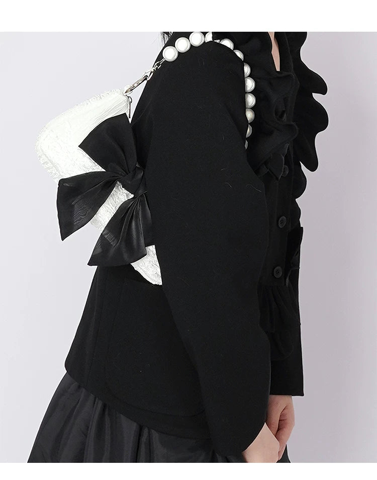 Contrast Color Bow Shoulder Bag