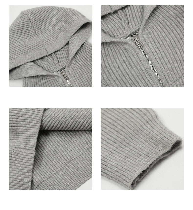 Cardigan en tricot à capuche