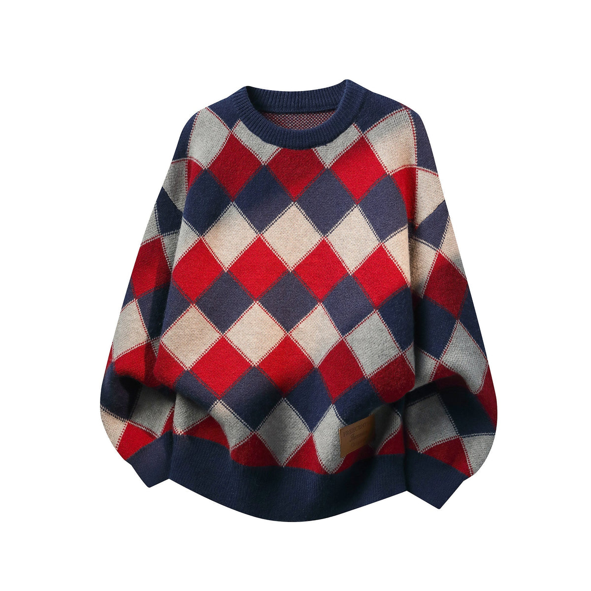 Heavyweight Diamond Pattern Oversize Hooded Knit Cardigan & Knit Sweater